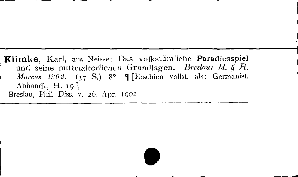 [Katalogkarte Dissertationenkatalog bis 1980]