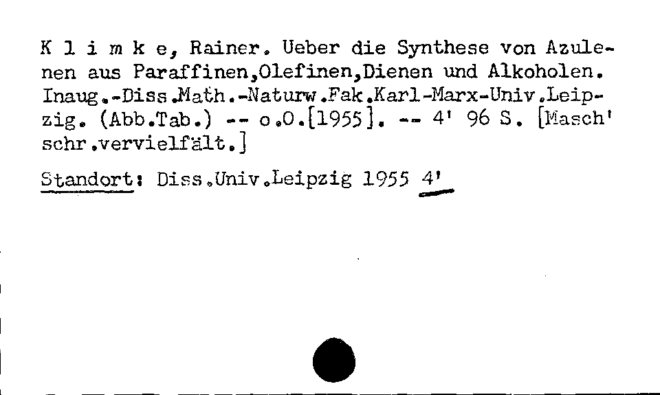 [Katalogkarte Dissertationenkatalog bis 1980]