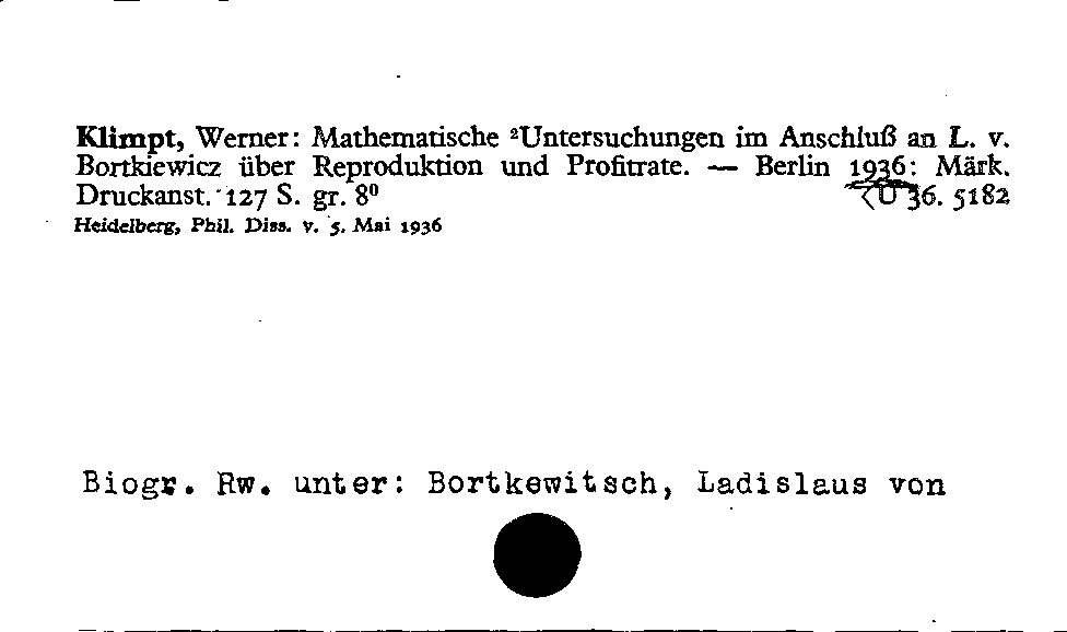 [Katalogkarte Dissertationenkatalog bis 1980]