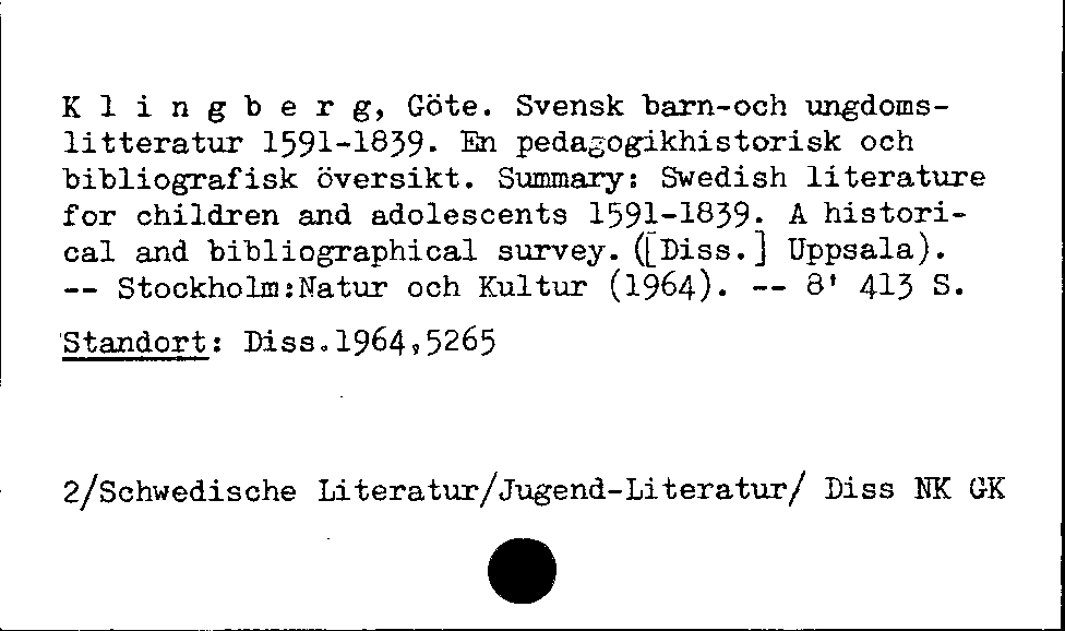 [Katalogkarte Dissertationenkatalog bis 1980]