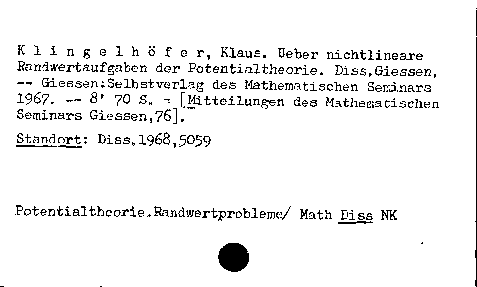 [Katalogkarte Dissertationenkatalog bis 1980]