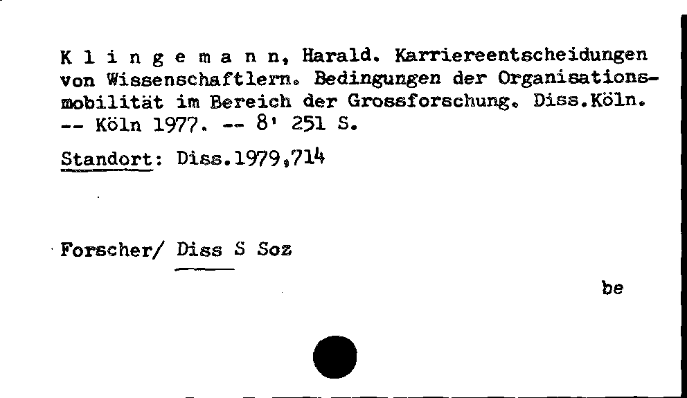 [Katalogkarte Dissertationenkatalog bis 1980]