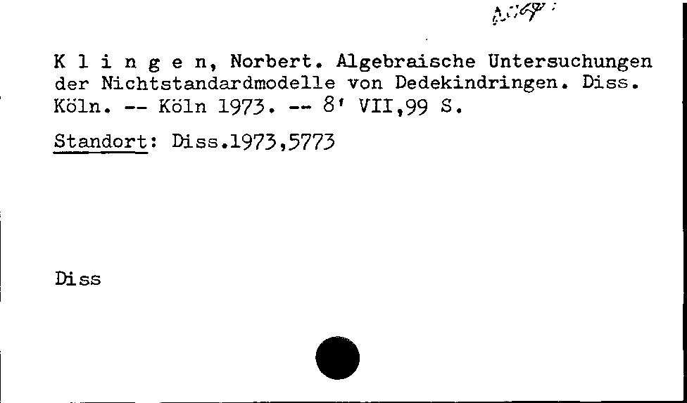 [Katalogkarte Dissertationenkatalog bis 1980]