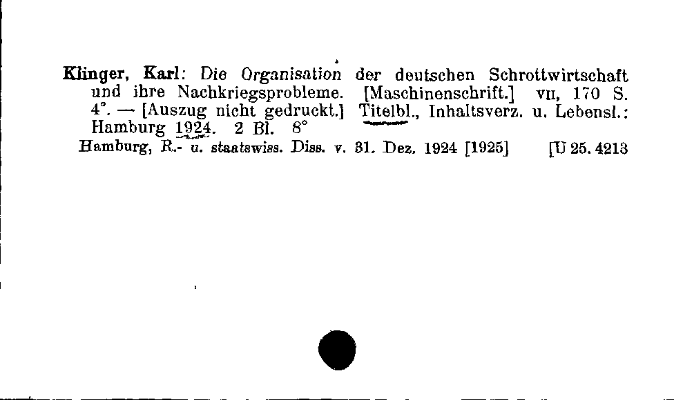 [Katalogkarte Dissertationenkatalog bis 1980]