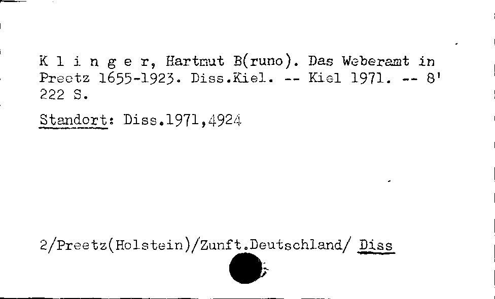 [Katalogkarte Dissertationenkatalog bis 1980]