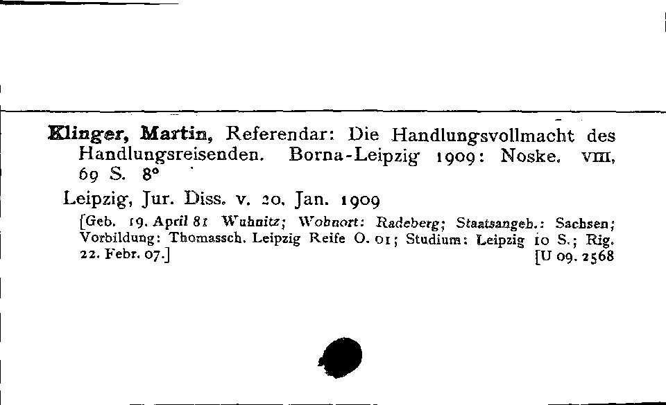 [Katalogkarte Dissertationenkatalog bis 1980]