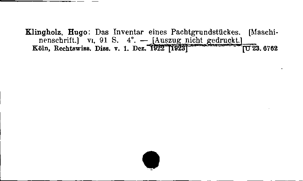 [Katalogkarte Dissertationenkatalog bis 1980]