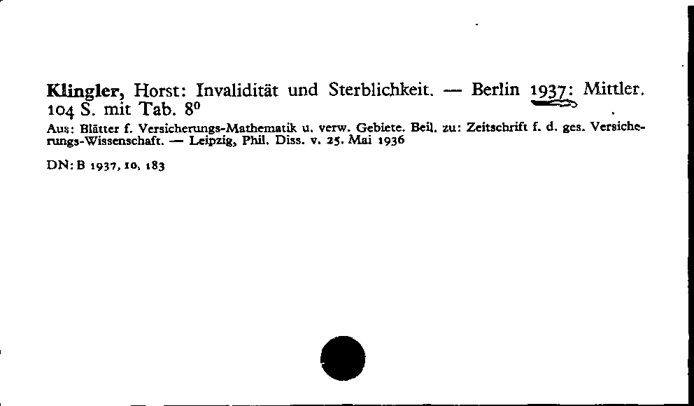 [Katalogkarte Dissertationenkatalog bis 1980]