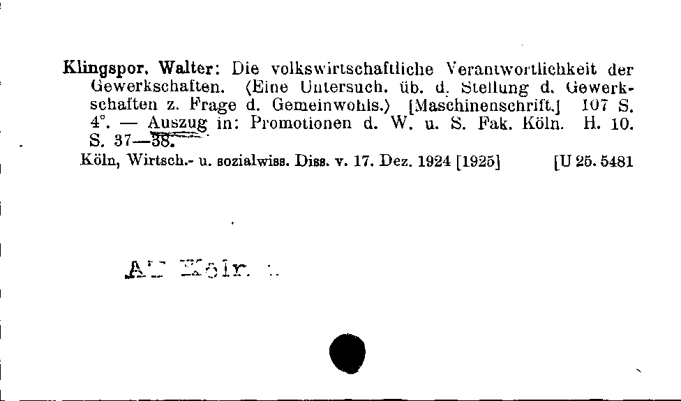 [Katalogkarte Dissertationenkatalog bis 1980]