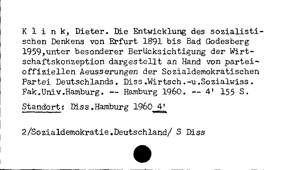 [Katalogkarte Dissertationenkatalog bis 1980]