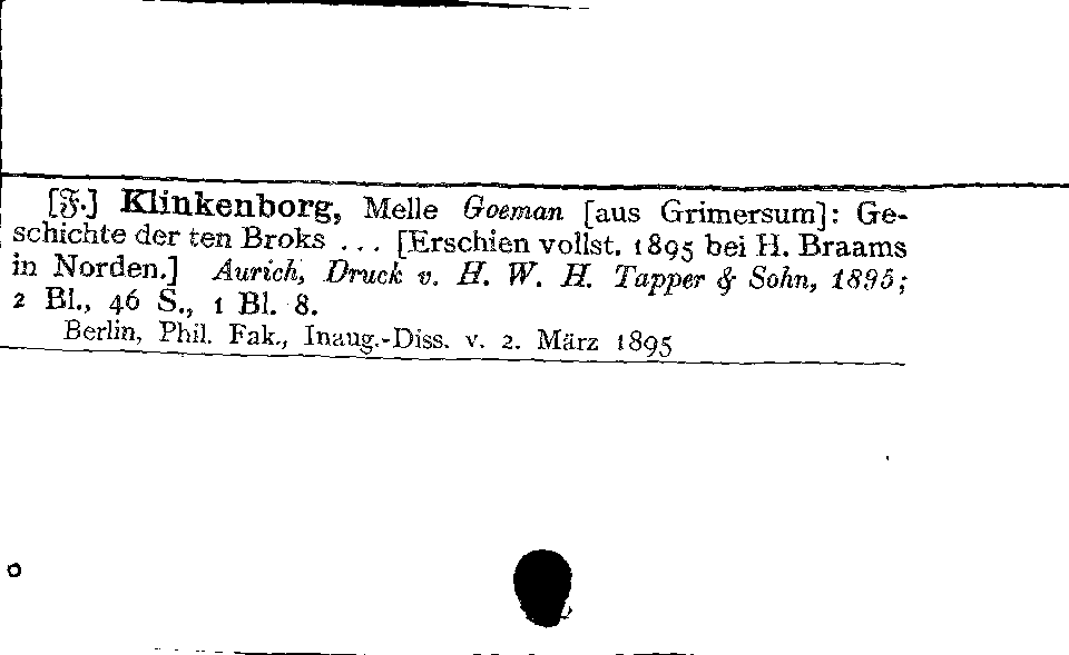 [Katalogkarte Dissertationenkatalog bis 1980]