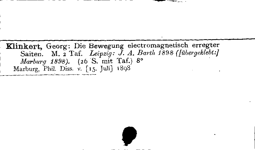 [Katalogkarte Dissertationenkatalog bis 1980]