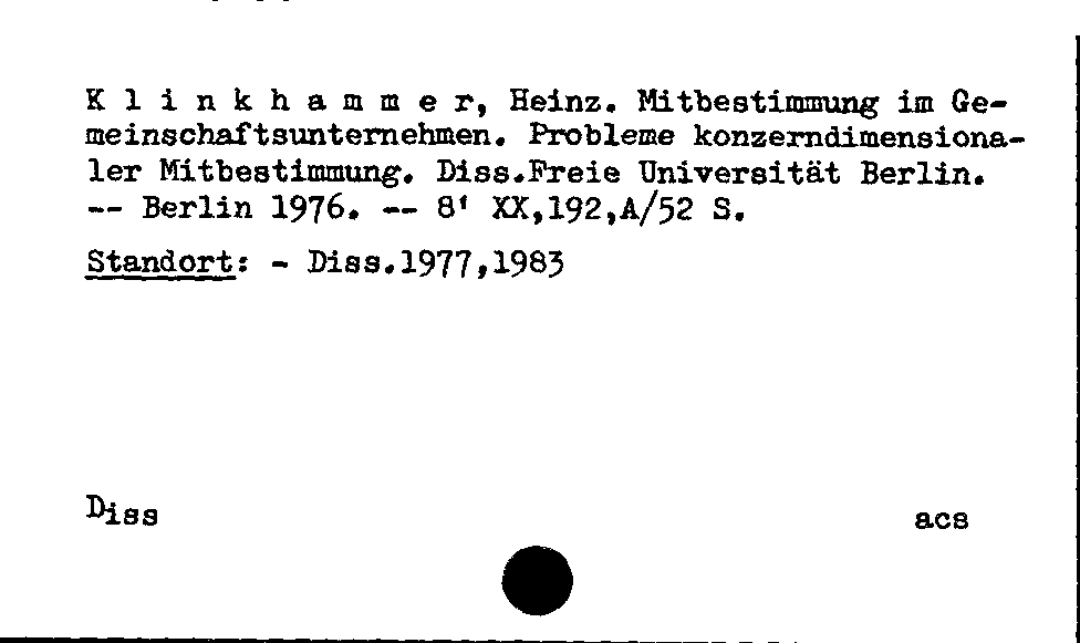 [Katalogkarte Dissertationenkatalog bis 1980]