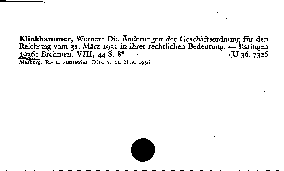 [Katalogkarte Dissertationenkatalog bis 1980]