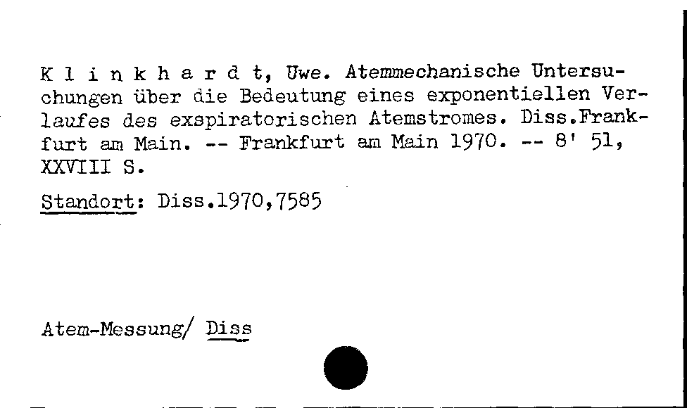 [Katalogkarte Dissertationenkatalog bis 1980]