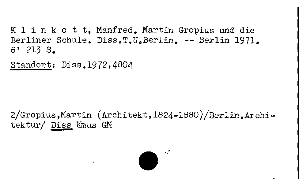 [Katalogkarte Dissertationenkatalog bis 1980]