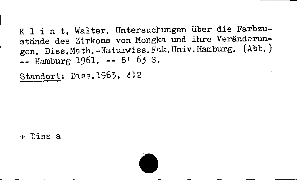 [Katalogkarte Dissertationenkatalog bis 1980]