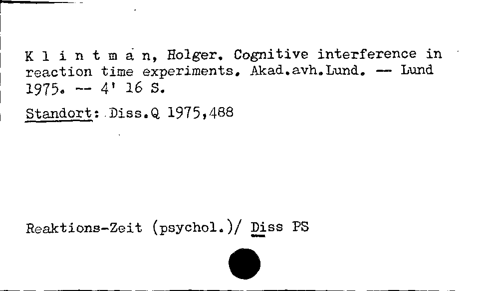 [Katalogkarte Dissertationenkatalog bis 1980]