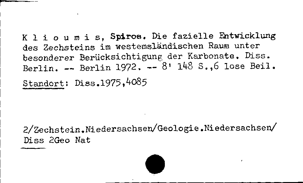 [Katalogkarte Dissertationenkatalog bis 1980]