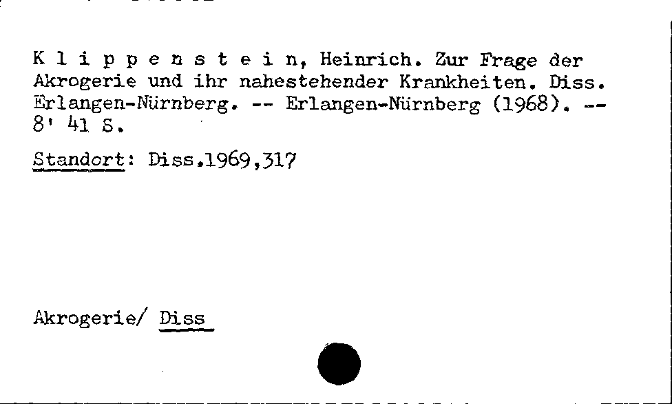 [Katalogkarte Dissertationenkatalog bis 1980]