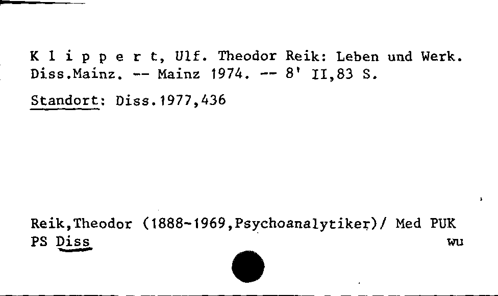 [Katalogkarte Dissertationenkatalog bis 1980]