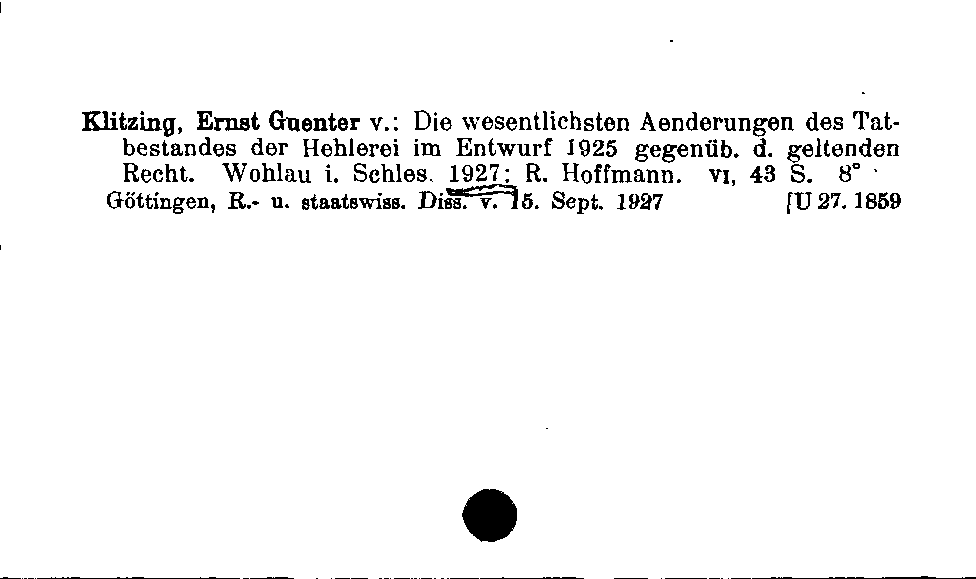 [Katalogkarte Dissertationenkatalog bis 1980]