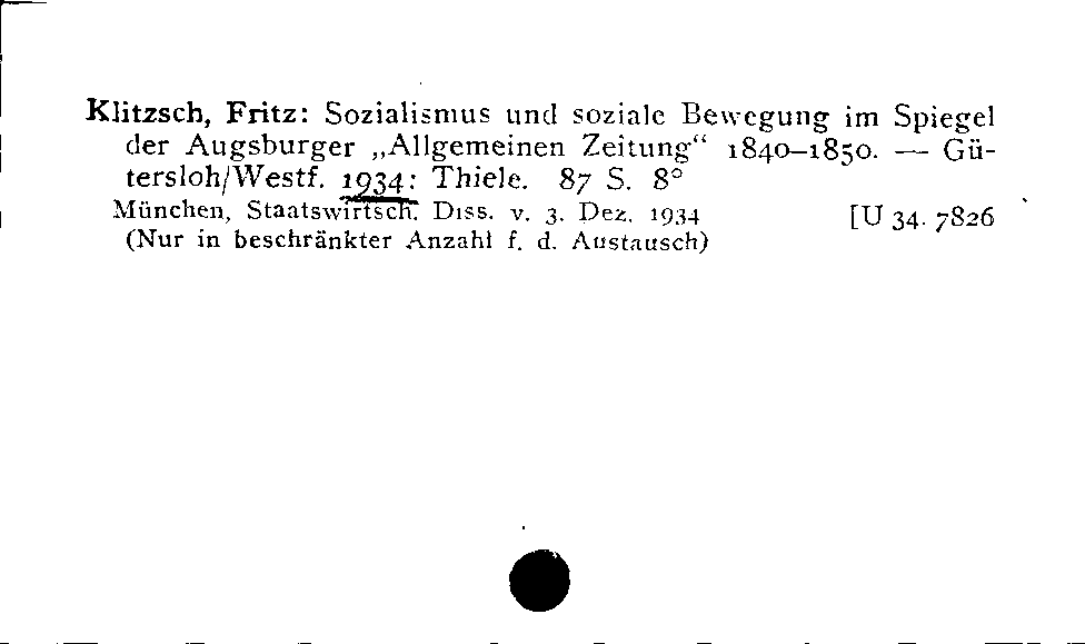 [Katalogkarte Dissertationenkatalog bis 1980]