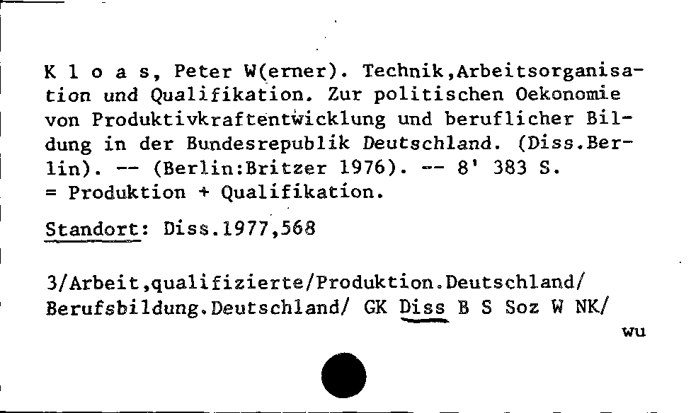 [Katalogkarte Dissertationenkatalog bis 1980]