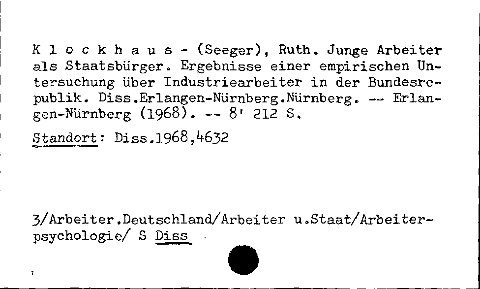 [Katalogkarte Dissertationenkatalog bis 1980]