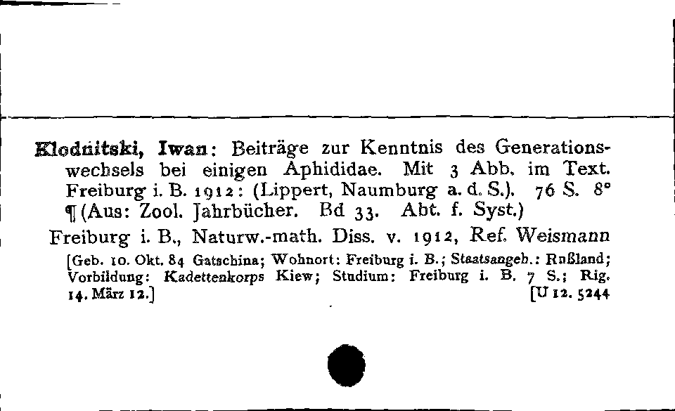 [Katalogkarte Dissertationenkatalog bis 1980]