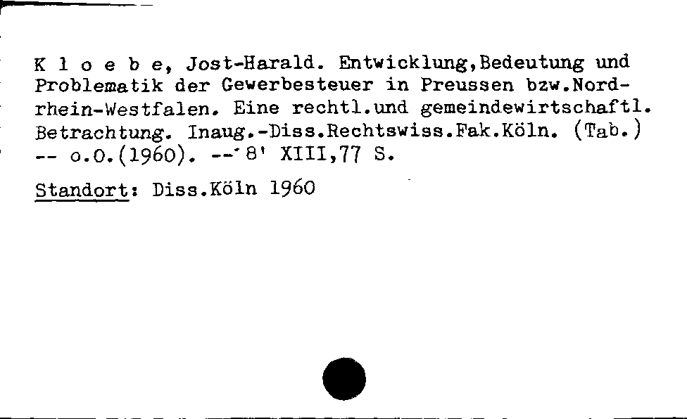 [Katalogkarte Dissertationenkatalog bis 1980]