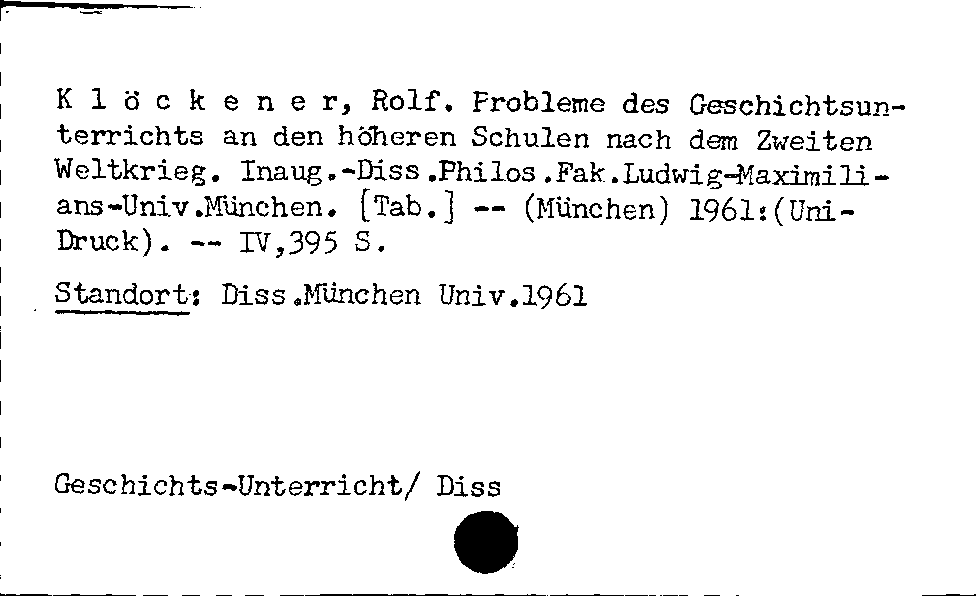 [Katalogkarte Dissertationenkatalog bis 1980]