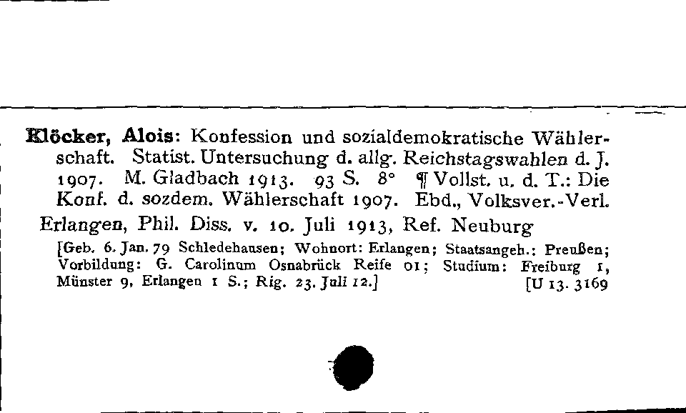 [Katalogkarte Dissertationenkatalog bis 1980]