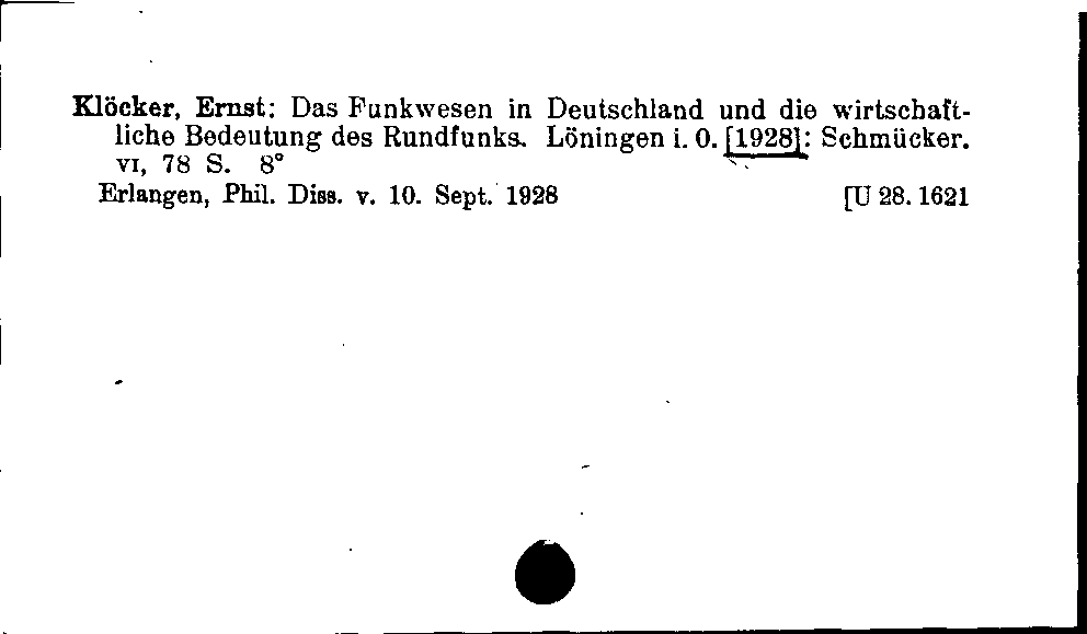 [Katalogkarte Dissertationenkatalog bis 1980]