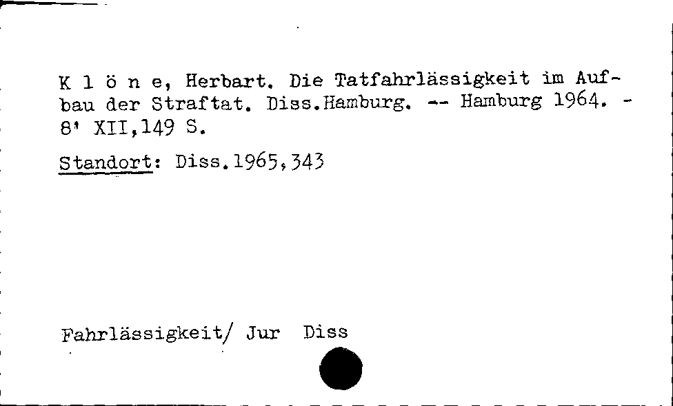 [Katalogkarte Dissertationenkatalog bis 1980]