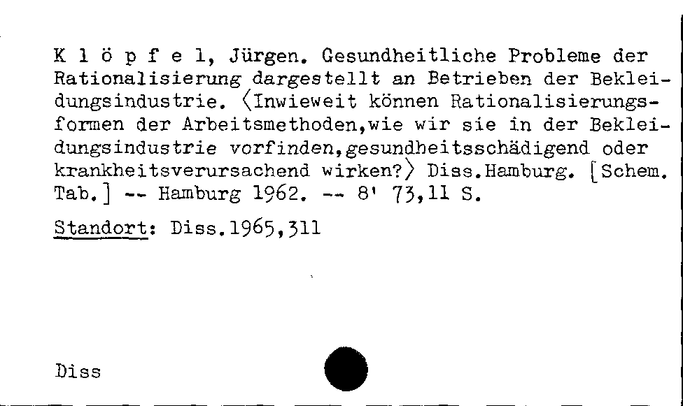 [Katalogkarte Dissertationenkatalog bis 1980]