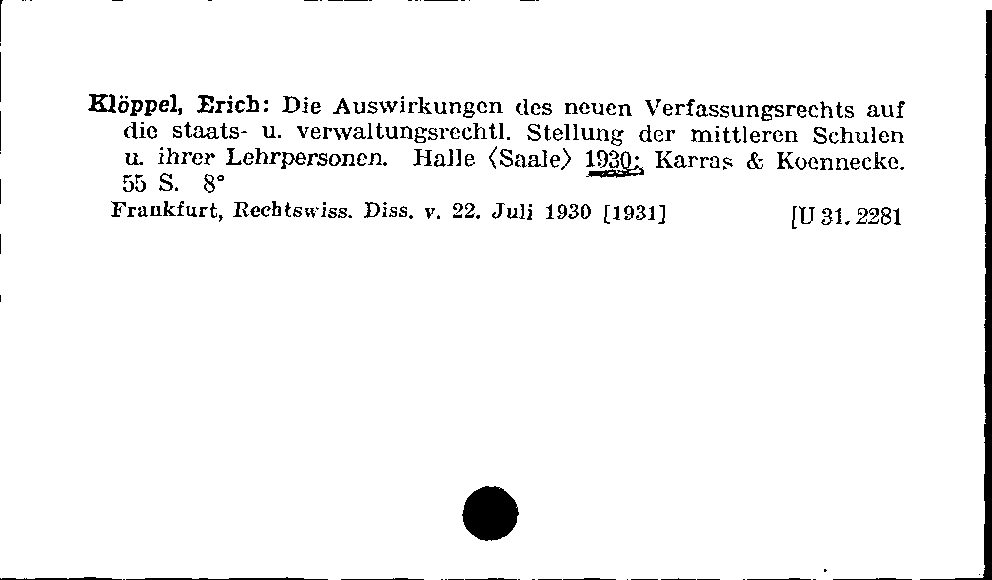 [Katalogkarte Dissertationenkatalog bis 1980]