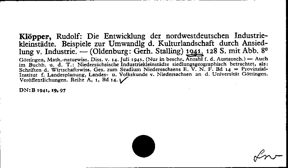 [Katalogkarte Dissertationenkatalog bis 1980]