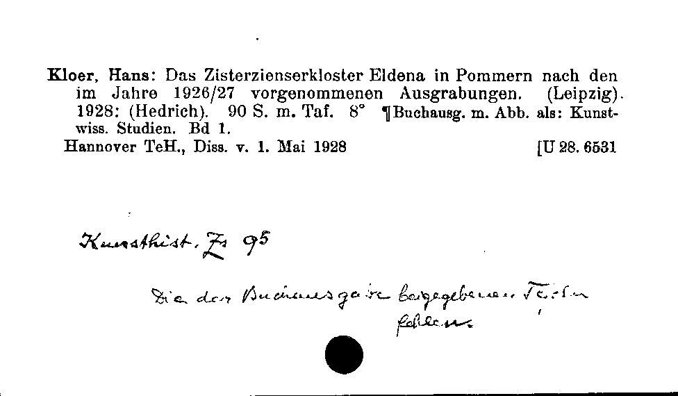 [Katalogkarte Dissertationenkatalog bis 1980]