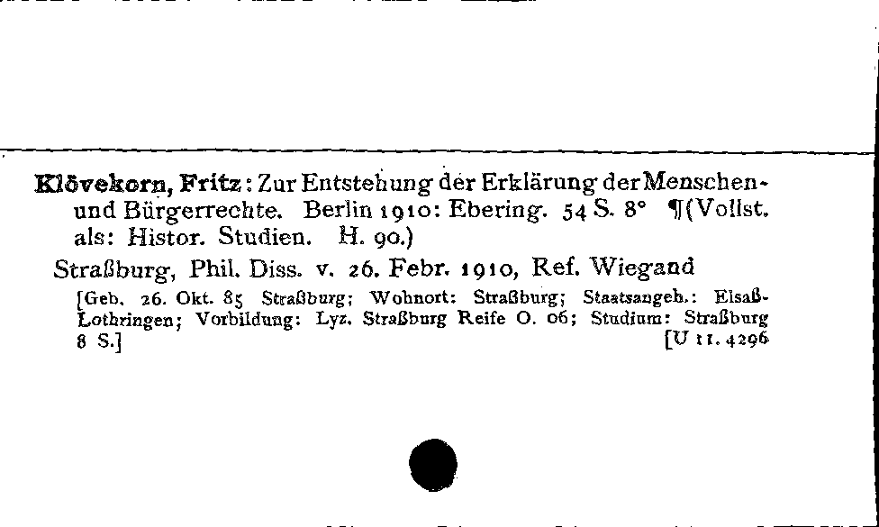 [Katalogkarte Dissertationenkatalog bis 1980]