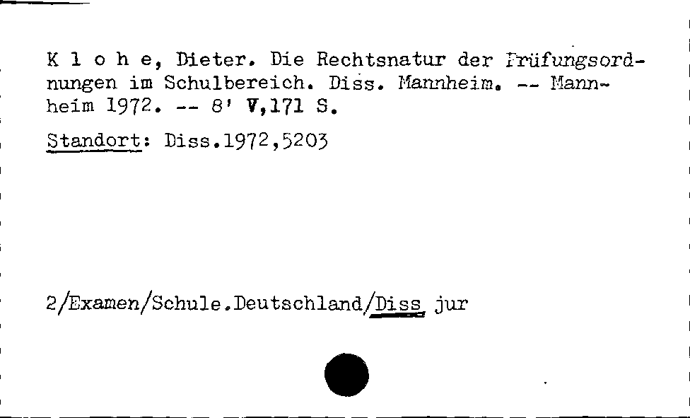 [Katalogkarte Dissertationenkatalog bis 1980]