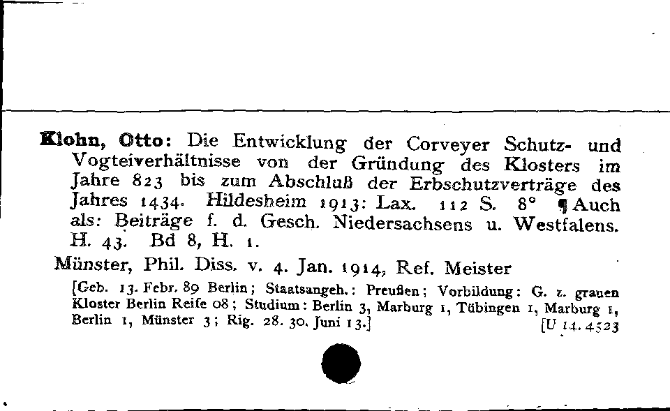 [Katalogkarte Dissertationenkatalog bis 1980]