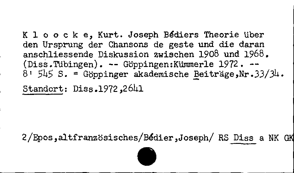 [Katalogkarte Dissertationenkatalog bis 1980]