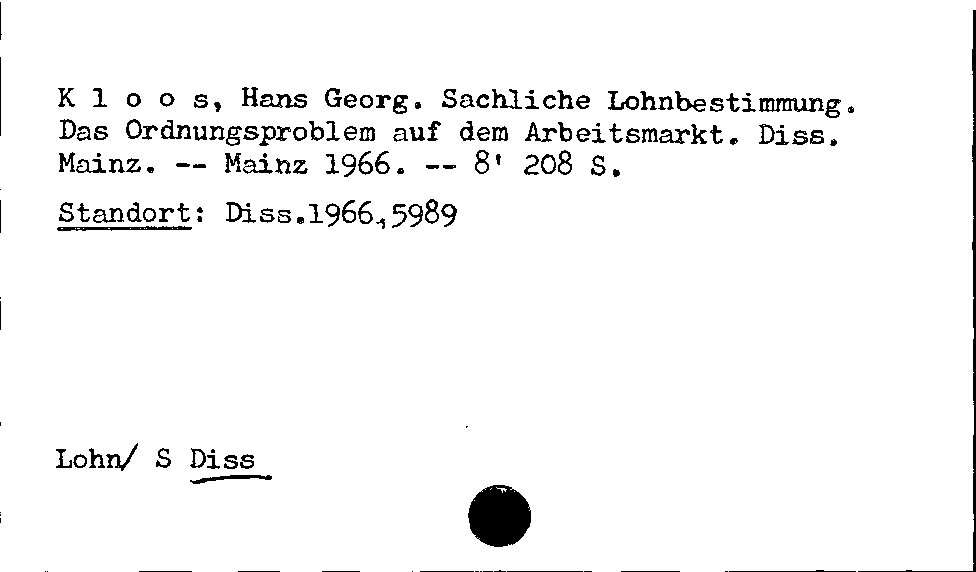 [Katalogkarte Dissertationenkatalog bis 1980]