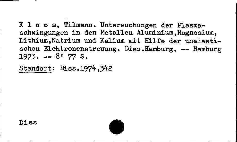 [Katalogkarte Dissertationenkatalog bis 1980]