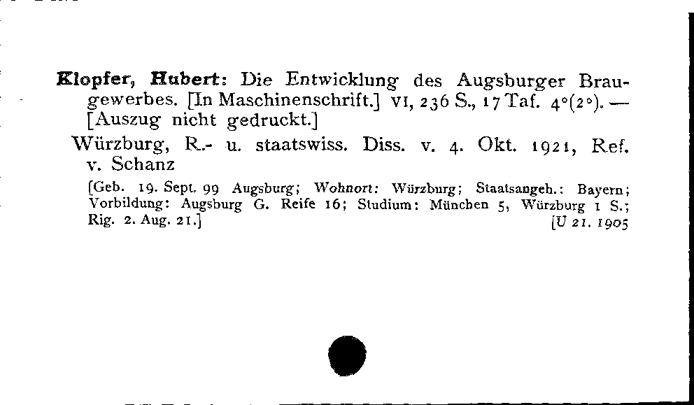 [Katalogkarte Dissertationenkatalog bis 1980]