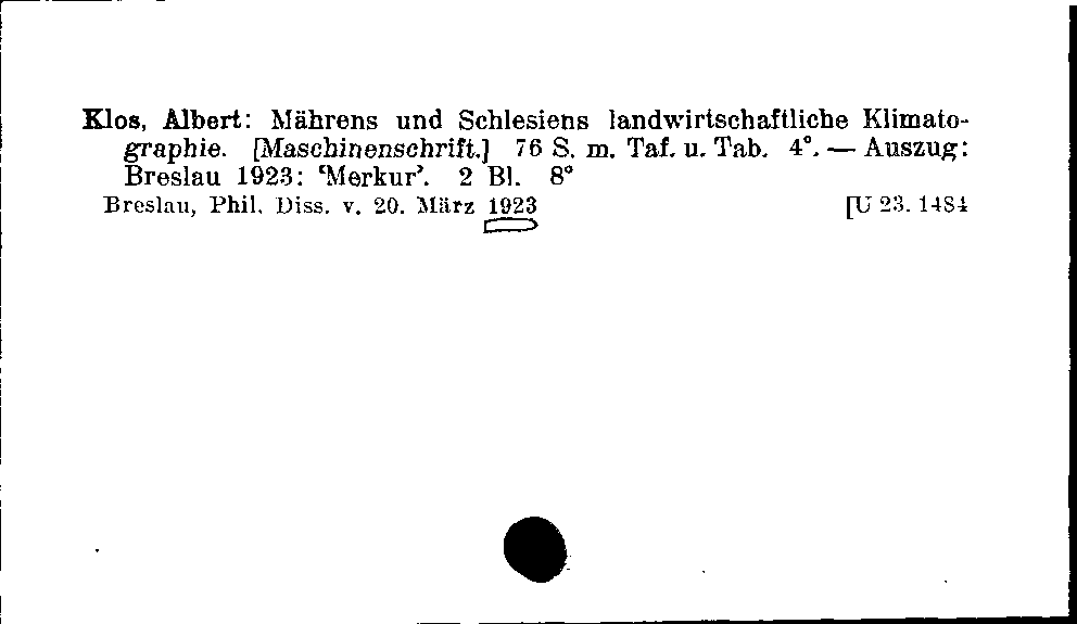 [Katalogkarte Dissertationenkatalog bis 1980]