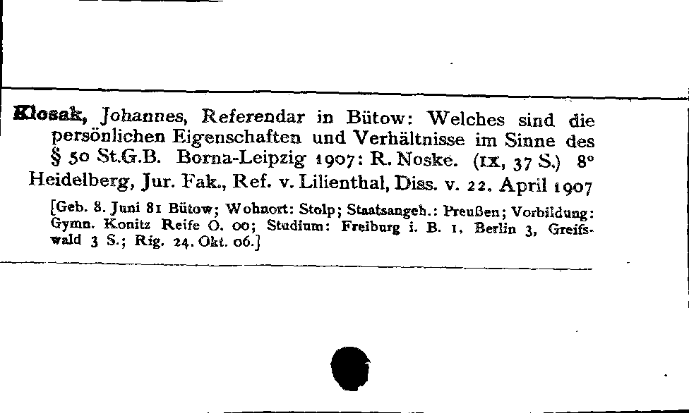 [Katalogkarte Dissertationenkatalog bis 1980]