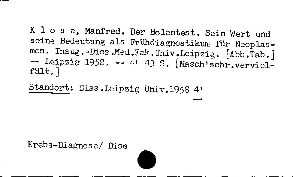 [Katalogkarte Dissertationenkatalog bis 1980]