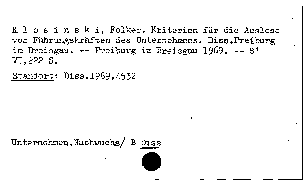 [Katalogkarte Dissertationenkatalog bis 1980]